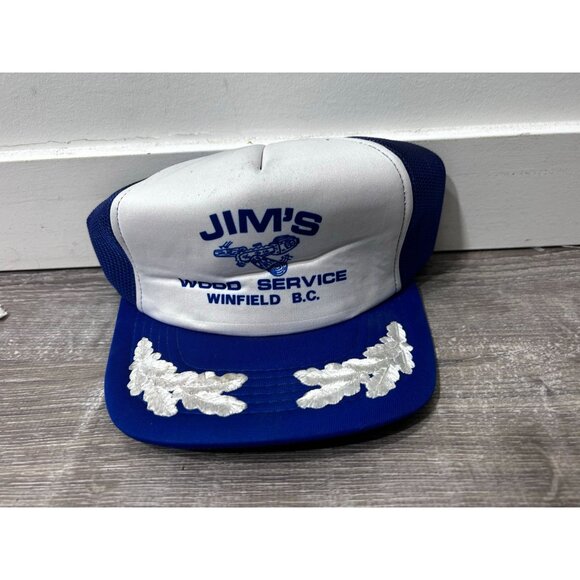 Vintage Jim's Tracker Hat cap Men's Adjustable Size Outdoor White and Blue - Picture 1 of 7